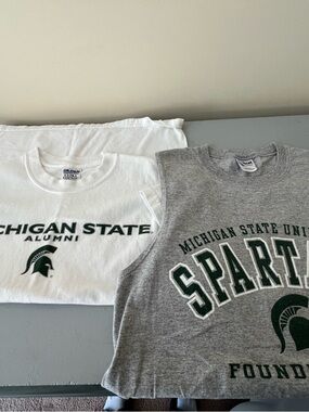 Lot of 2 Gildan Men's Michigan State Alumni tshirt & Gray MSU Spartans tank